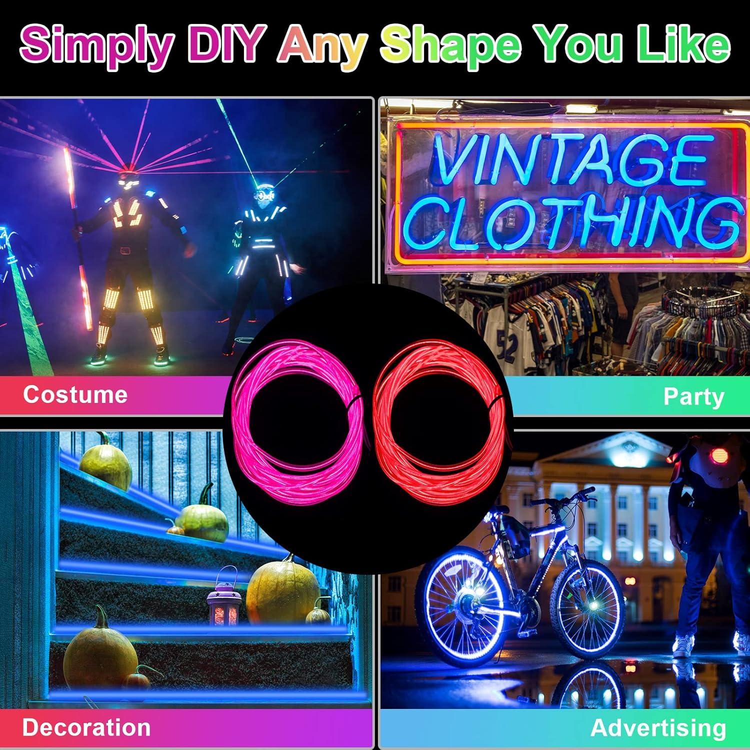 Tuanse 10 Cables LED Neón de 3m con Batería para Decoración