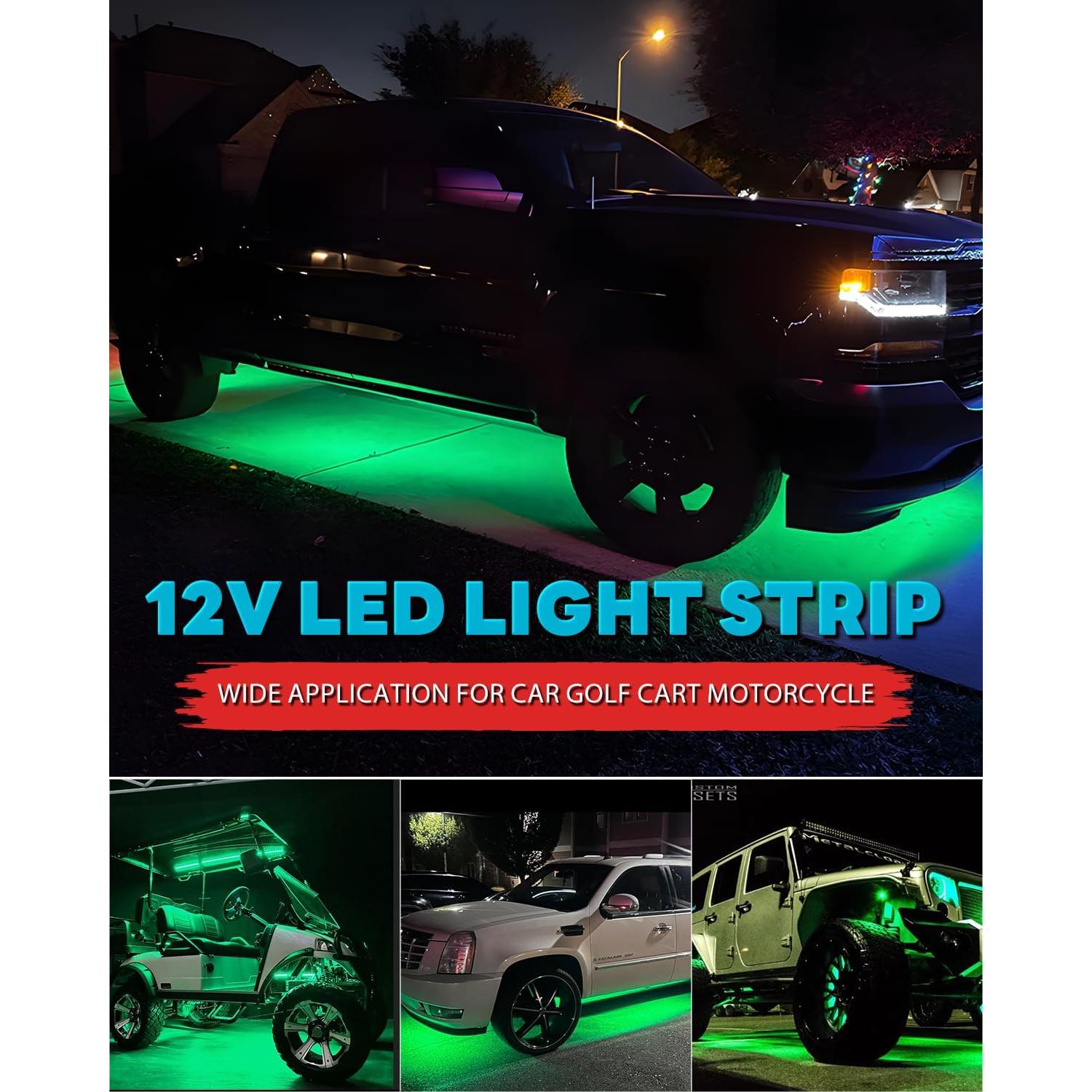 Tira de Luz LED Verde 12V Miisiya 4 Paquetes 60 cm Impermeable