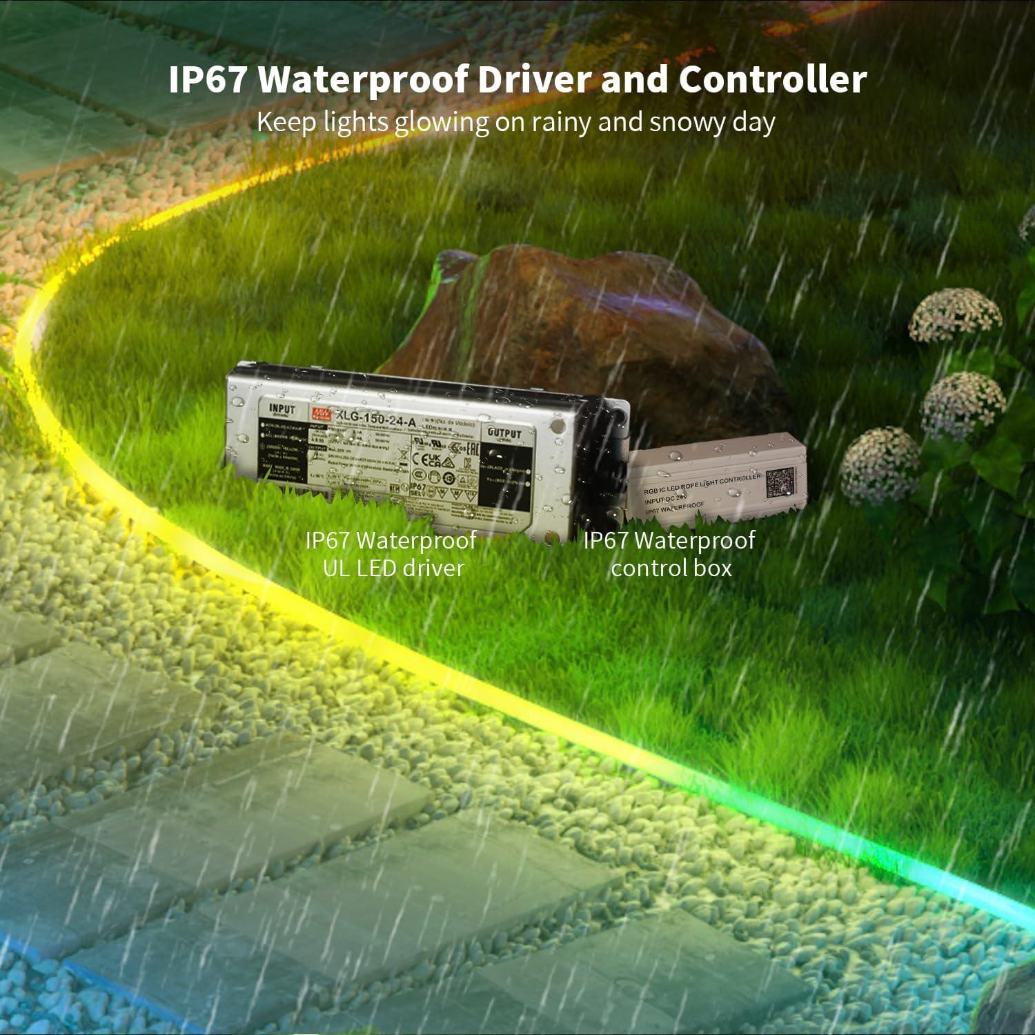 Luces de Cuerda Neón MEIYING 20m RGB-IC LED IP67 Control APP