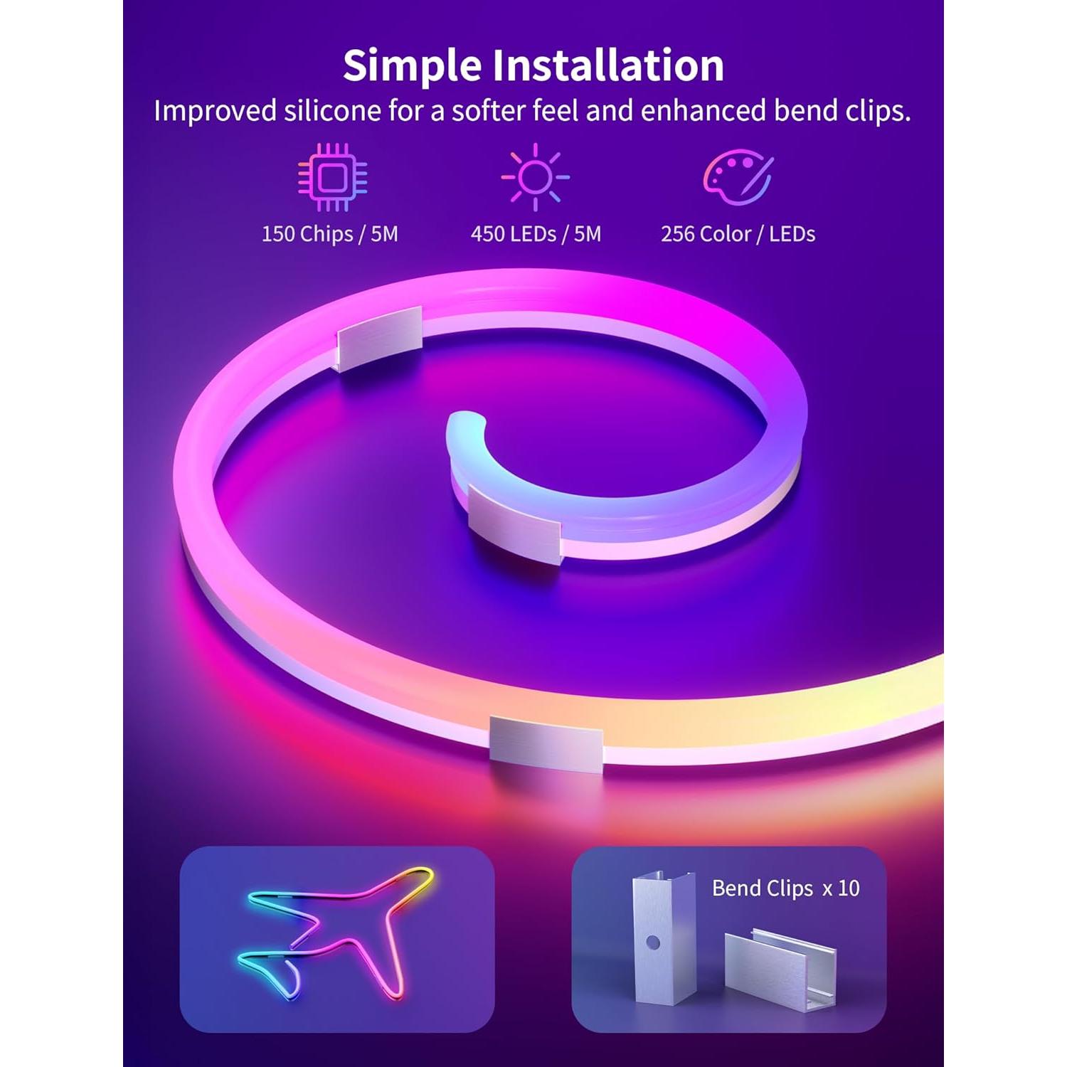 Luz de Neón LED Inteligente ISyncPlug 5m RGBIC Control App