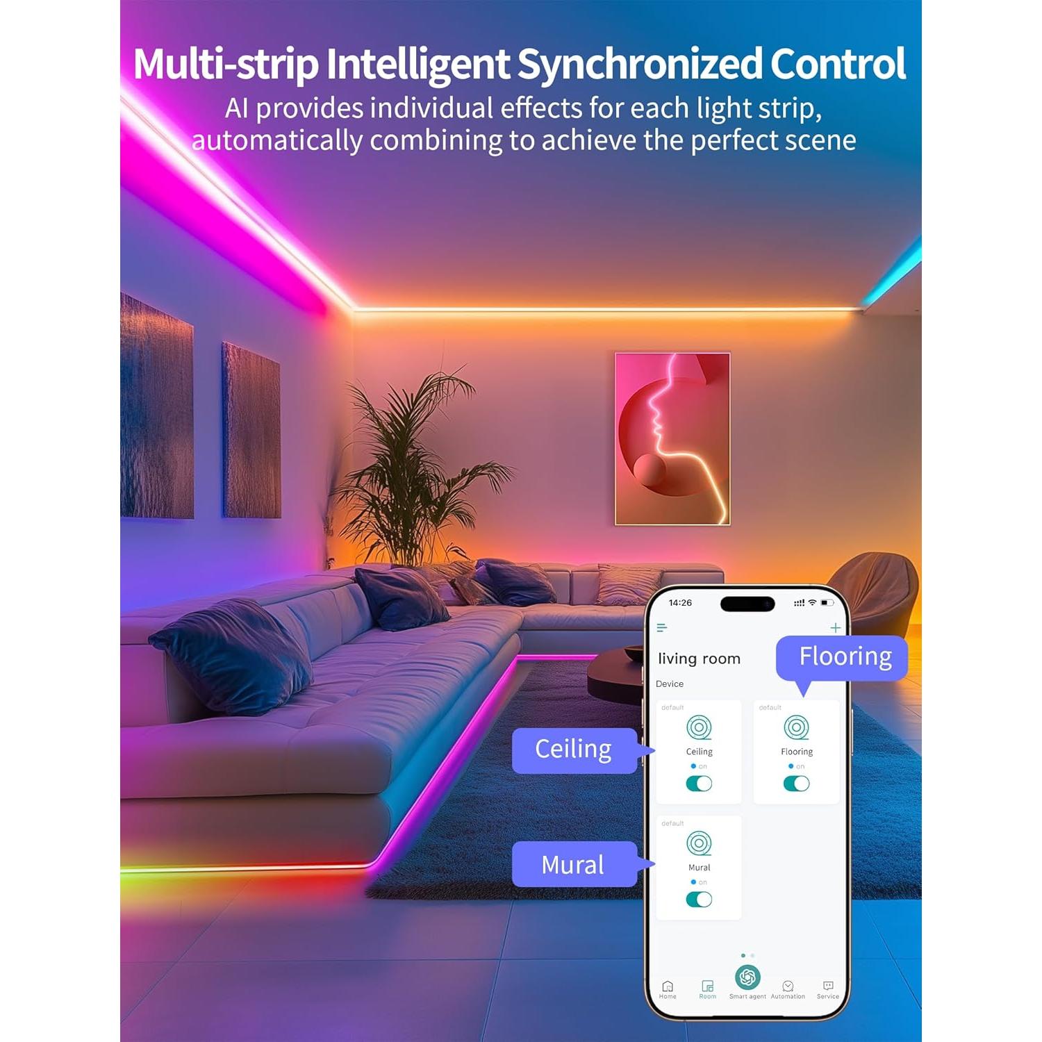 Luz de Neón LED Inteligente ISyncPlug 5m RGBIC Control App