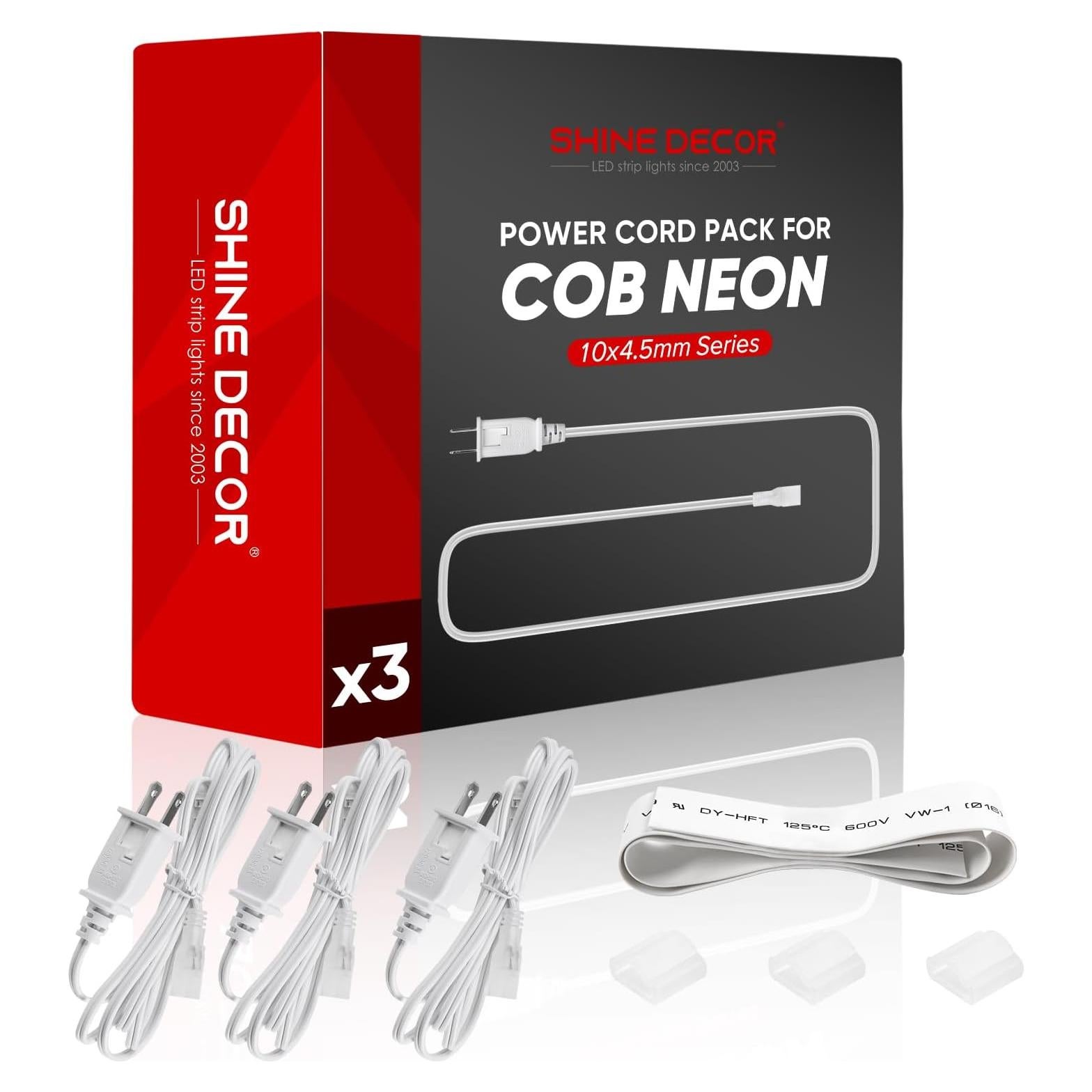 Cable de Alimentación LED Shine Decor 1.83m con Fusible - Paquete de 3