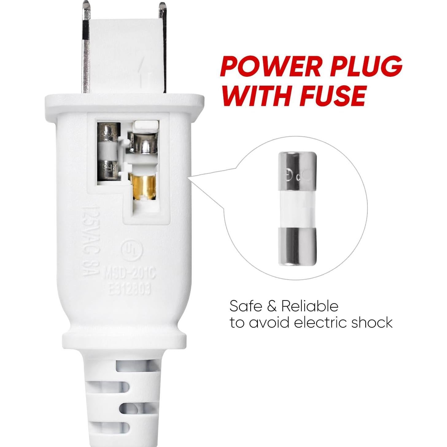 Cable de Alimentación LED Shine Decor 1.83m con Fusible - Paquete de 3