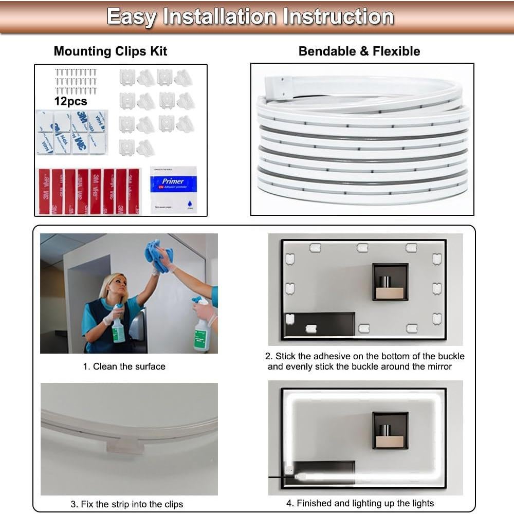 Luces LED de Cuerda 10FT RYGD para Espejo y Tocador