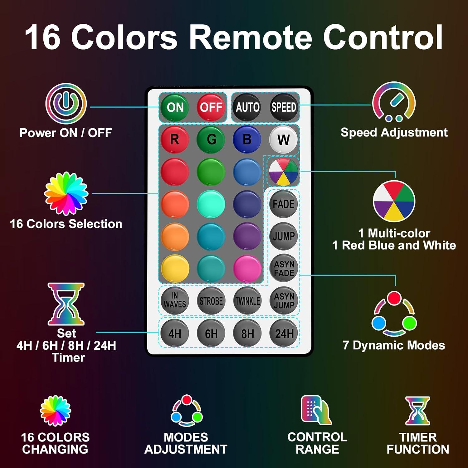 Luces de Cuerda LED SINGCHUNGTE 15m 16 Colores Control Remoto