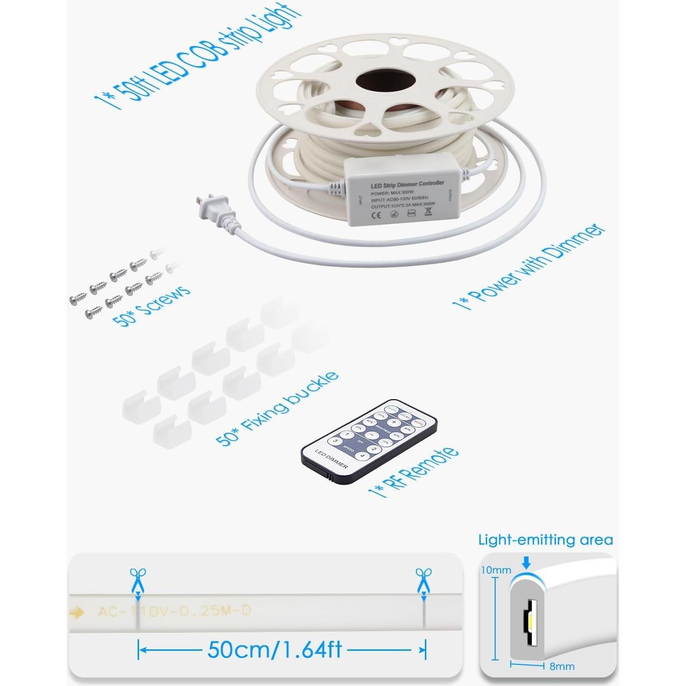 Tira LED COB 15M Samsion Regulable IP65 Blanco Cálido 3000K