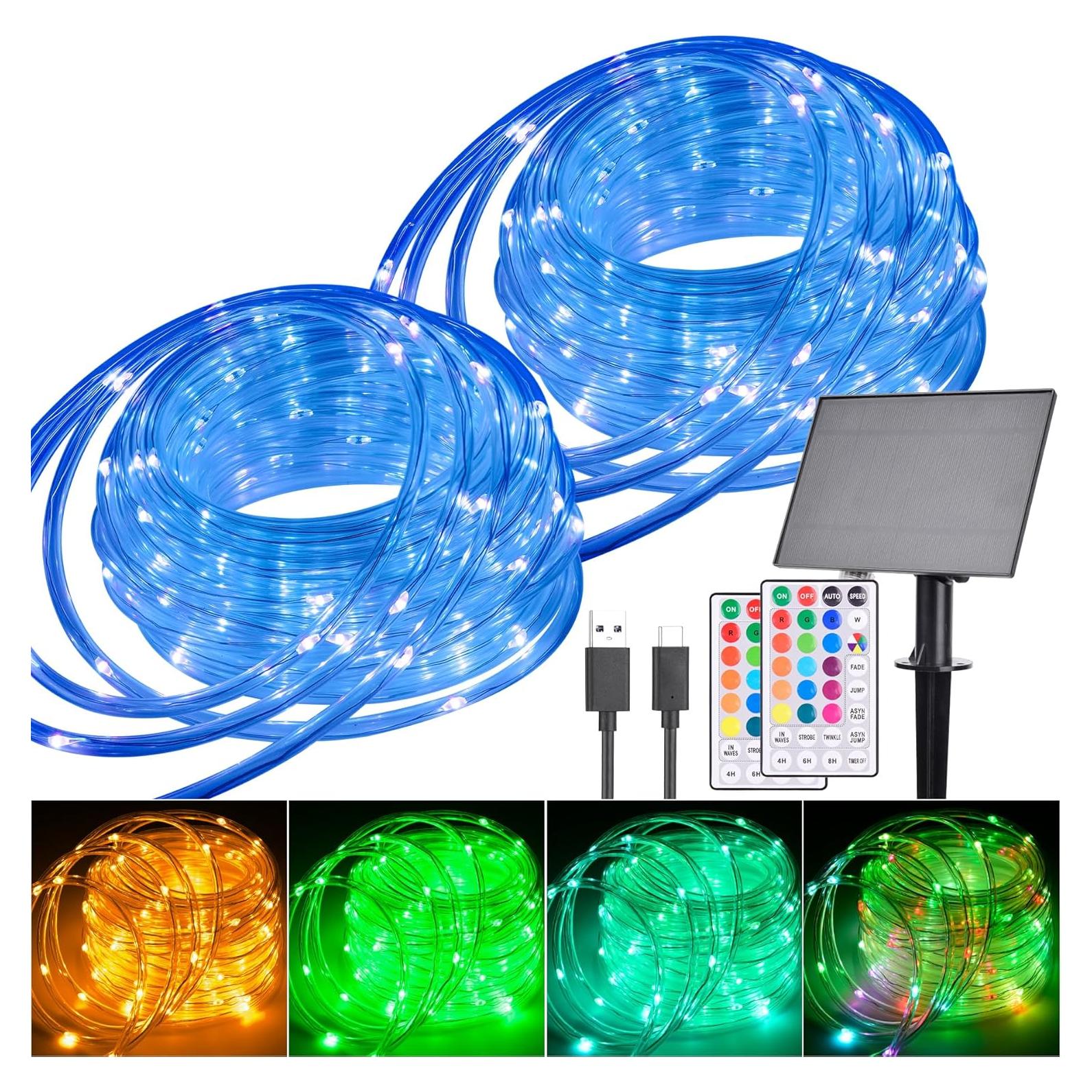 Luces de Cuerda Solares 99FT Nazuwke 300 LED RGB Control Remoto