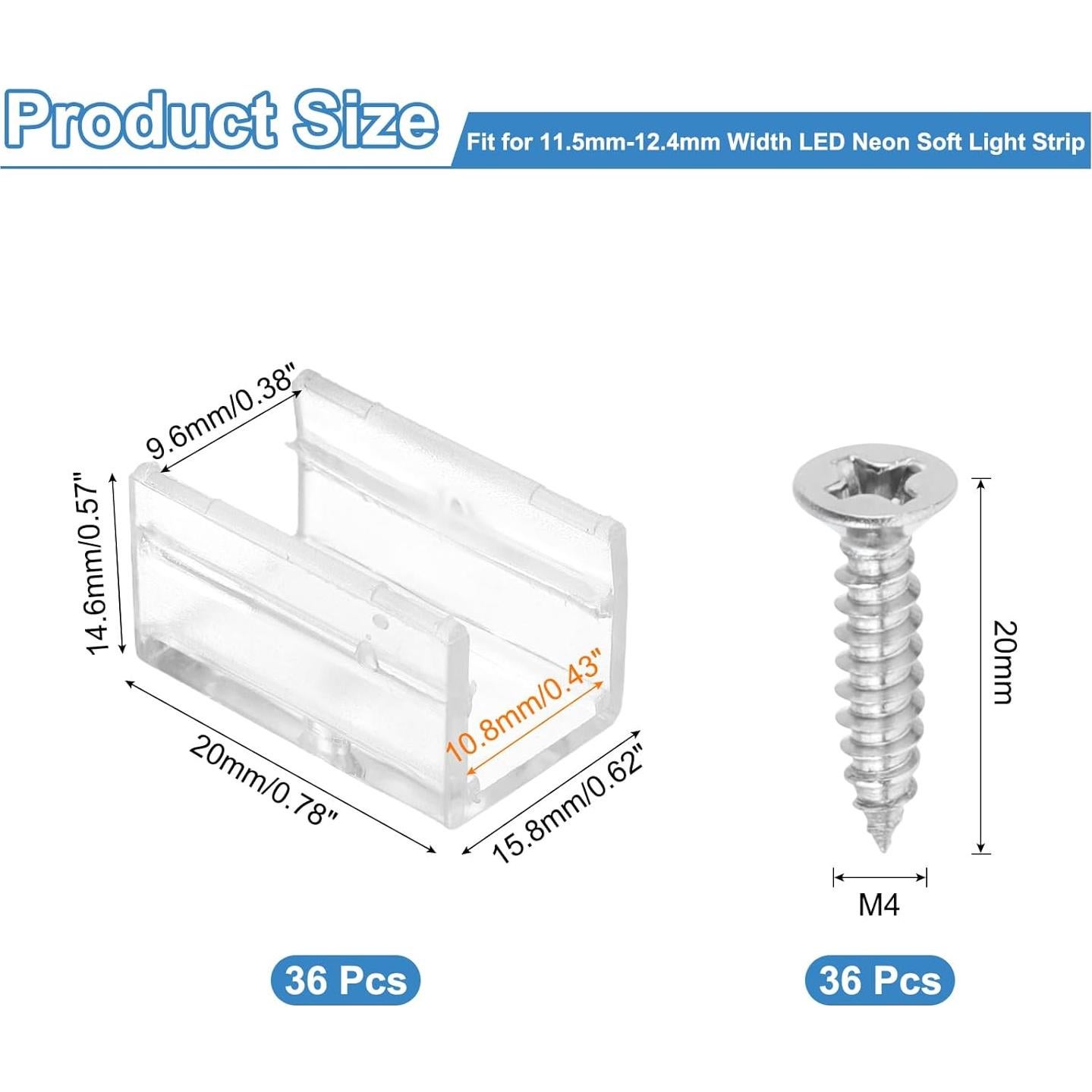 Clips de Montaje para Tiras LED PATIKIL 36pcs 12-12.5mm