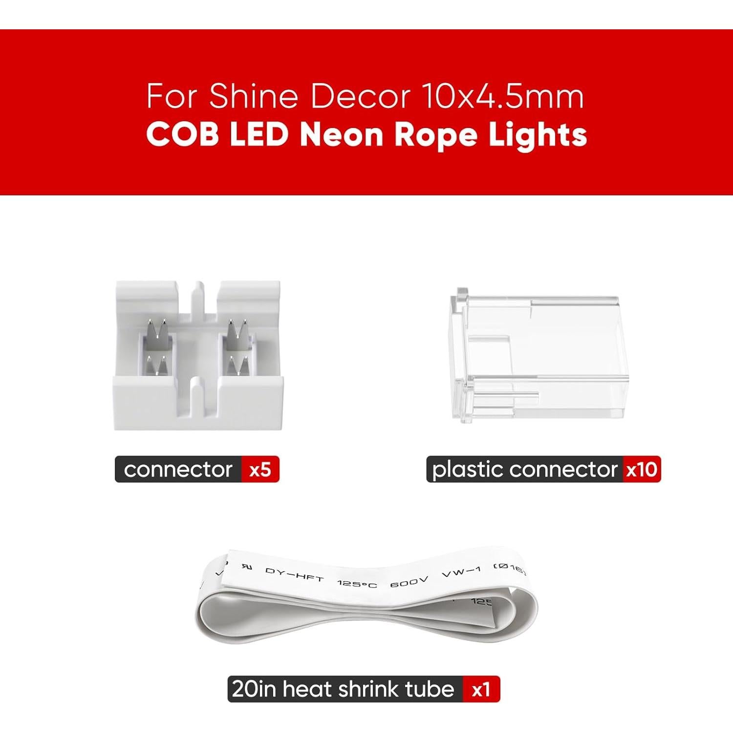 Conectores Shine Decor para Luz de Neón COB LED 10x4.5mm