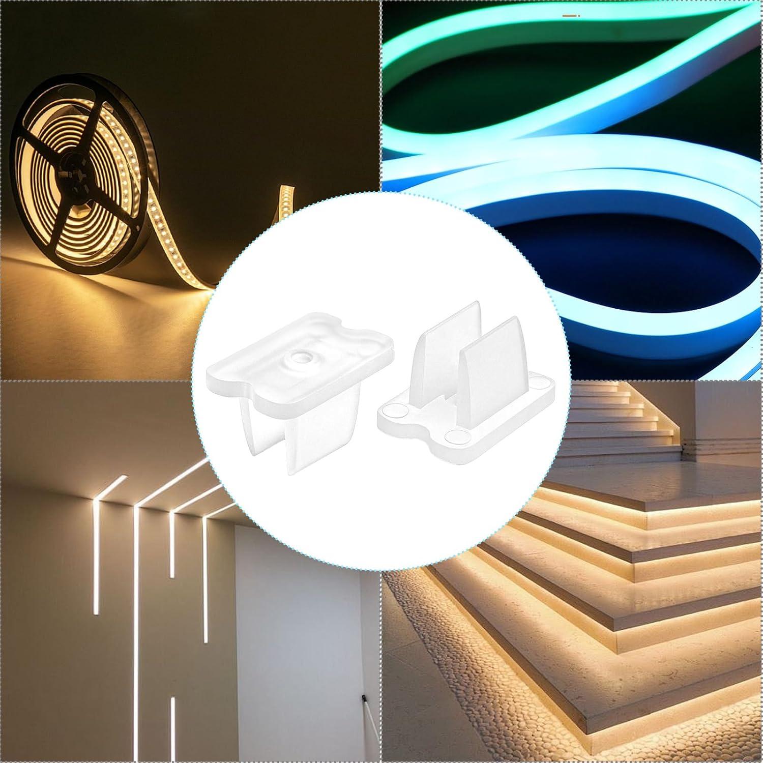 50 Clips de Luz LED Piriuuo para Tiras de 5-6mm Transparentes