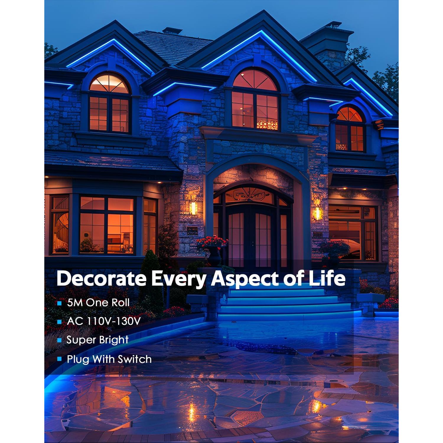 Tira de LED COB Azul 5M 288 LEDs/M IP67 para Exteriores