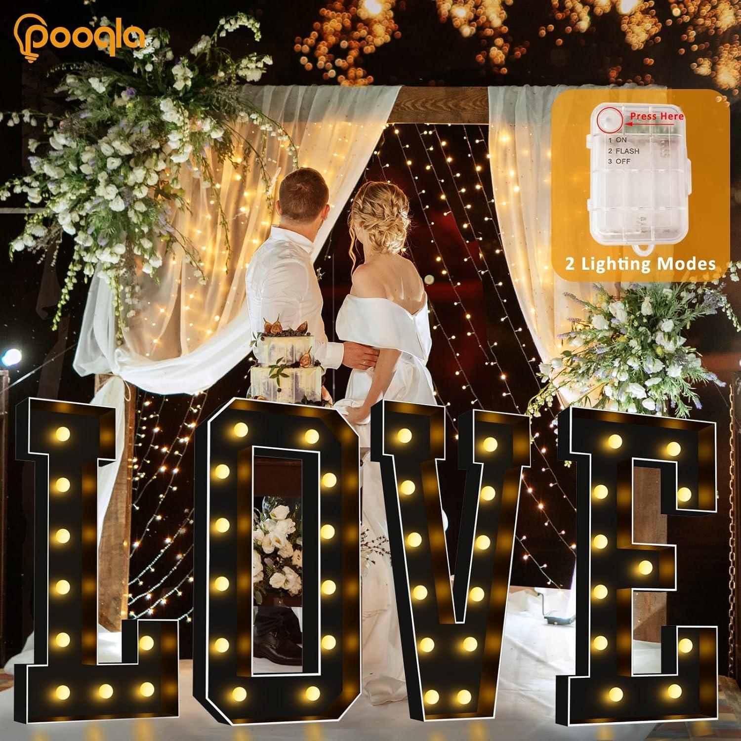 Letras Iluminadas Pooqla 4FT con Luces LED para Fiestas