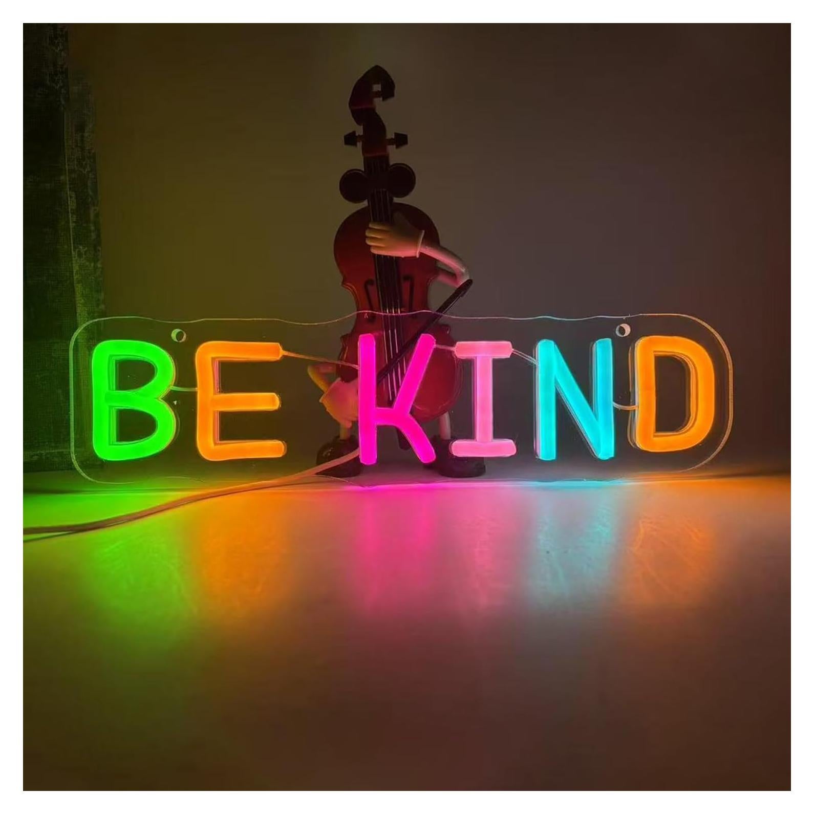 Señal de Neón LED Be Kind ASONGLIFE 33x32.5 cm Verde