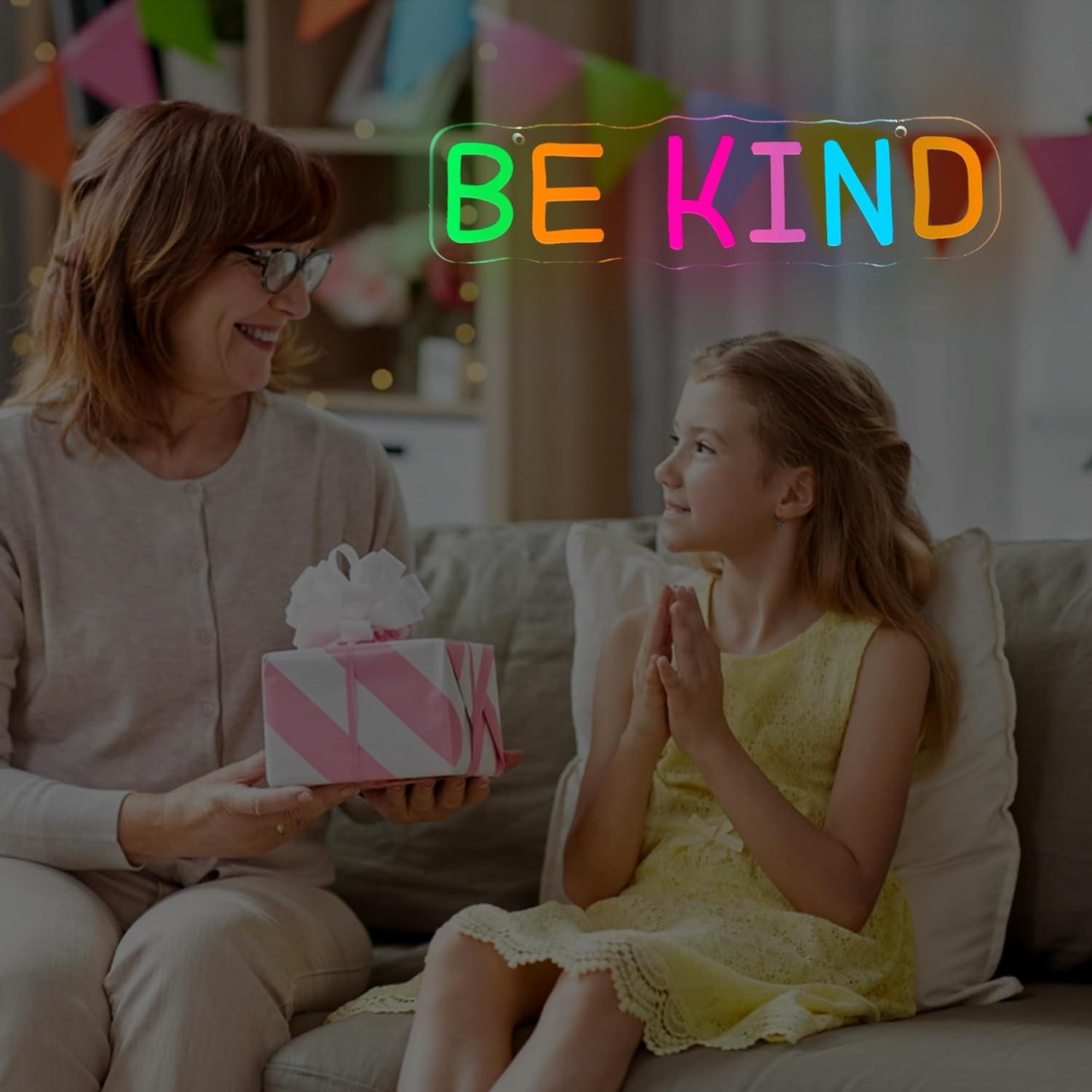 Señal de Neón LED Be Kind ASONGLIFE 33x32.5 cm Verde