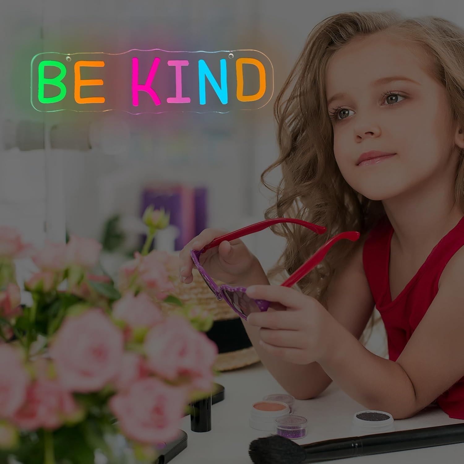 Señal de Neón LED Be Kind ASONGLIFE 33x32.5 cm Verde