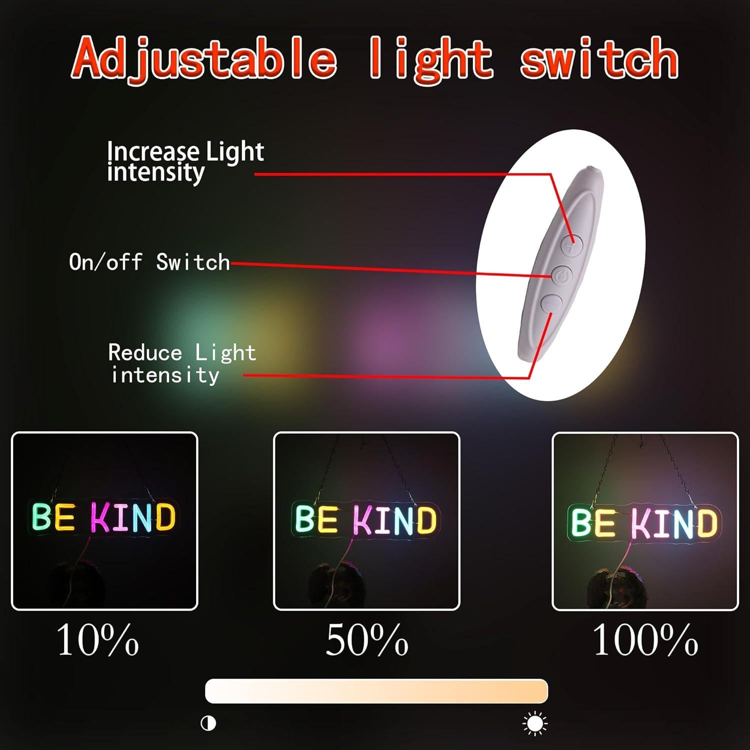 Señal de Neón LED Be Kind ASONGLIFE 33x32.5 cm Verde