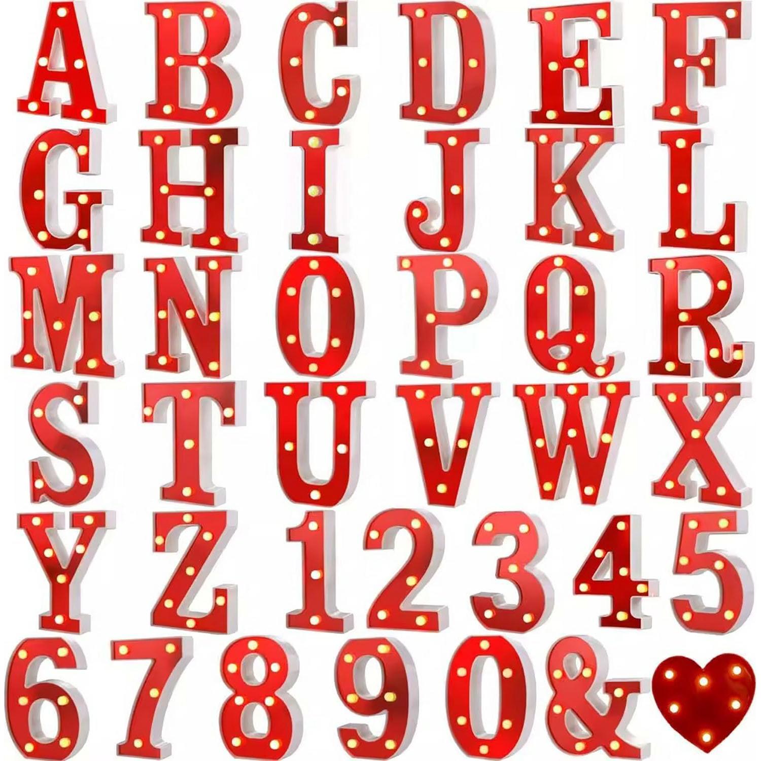 Luces de Letras LED Maimeili Rojo 15x6 cm Decoración Fiesta