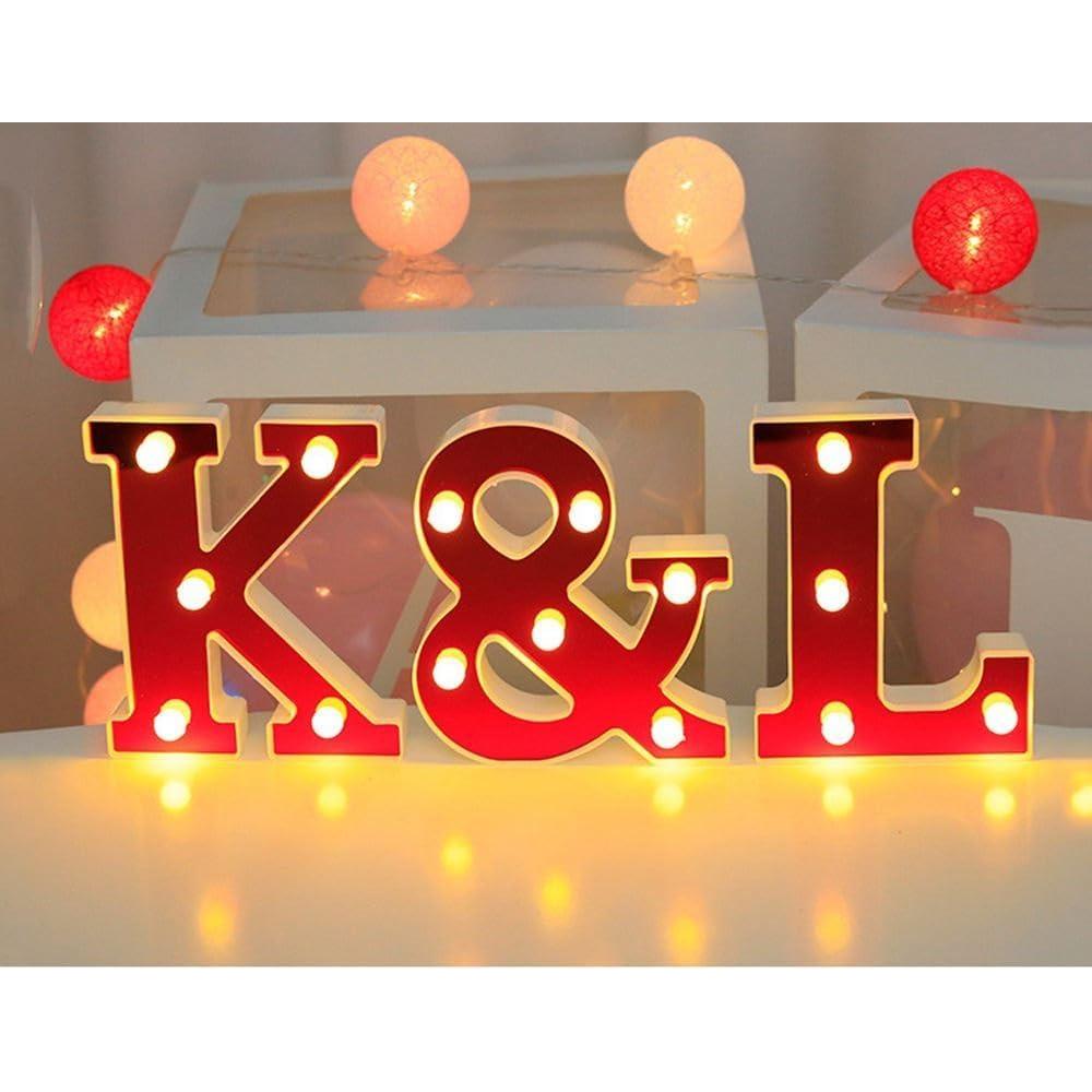Luces de Letras LED Maimeili Rojo 15x6 cm Decoración Fiesta