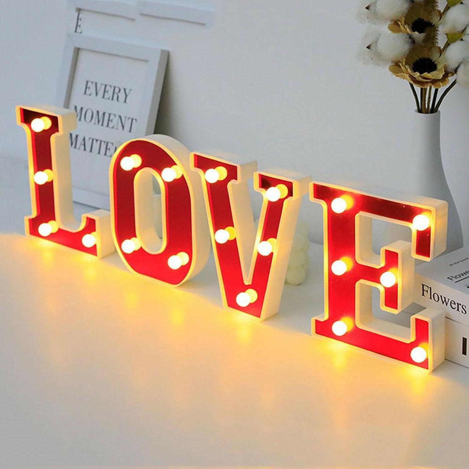 Luces de Letras LED Maimeili Rojo 15x6 cm Decoración Fiesta