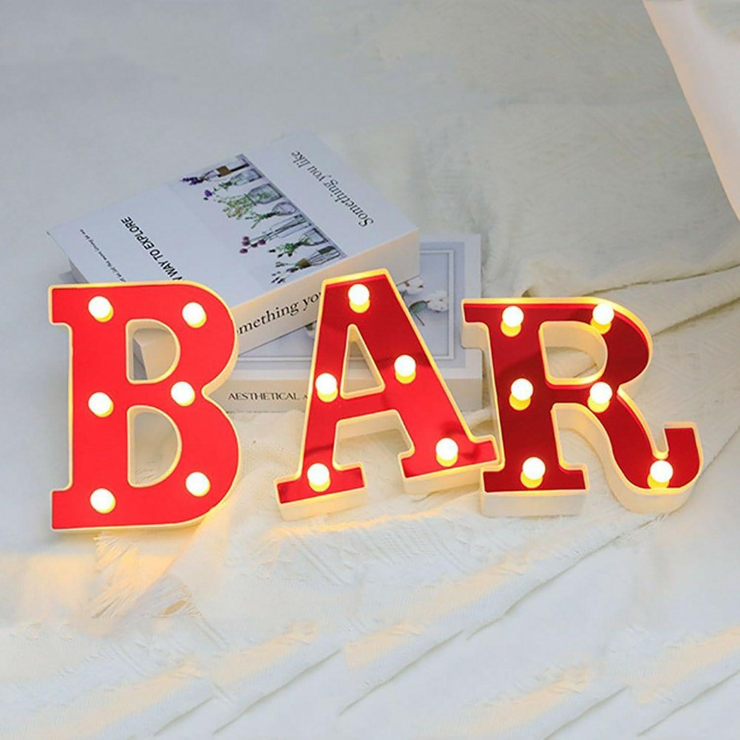 Luces de Letras LED Maimeili Rojo 15x6 cm Decoración Fiesta