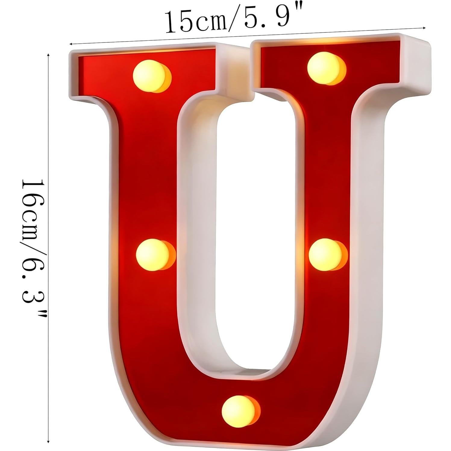 Luces de Letras LED Maimeili Rojo 15x6 cm Decoración Fiesta