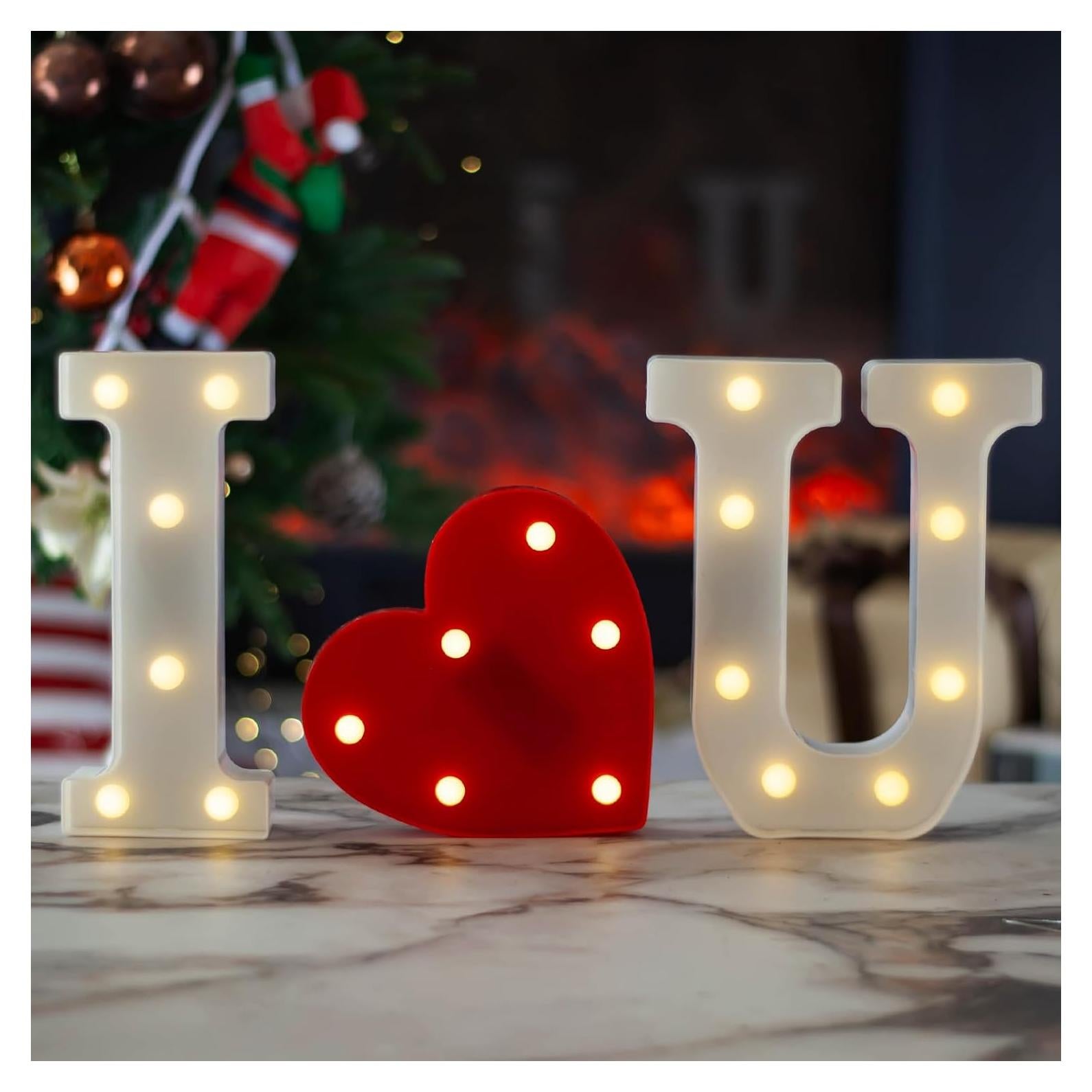Luz de Letras LED SKYPHAROS I LOVE U Blanca Cálida 22.5 cm