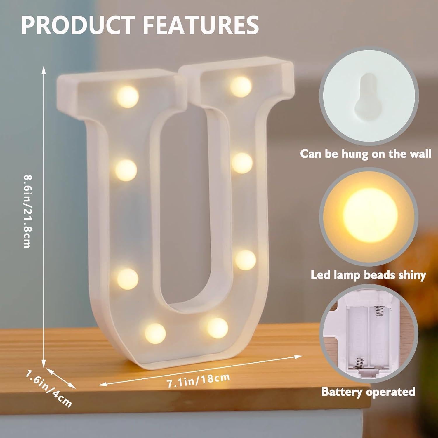 Luz de Letras LED SKYPHAROS I LOVE U Blanca Cálida 22.5 cm