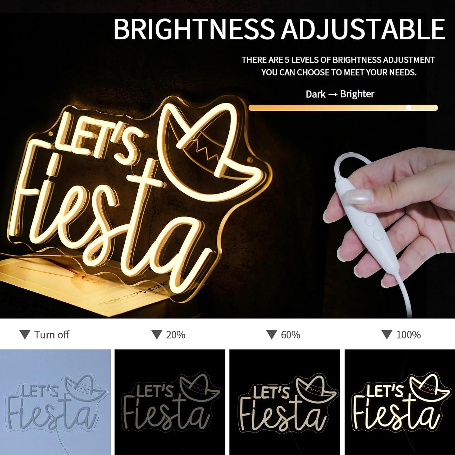 Señal Neón LED Vamos Fiesta Virlusy Dimmable 43.4x25.2cm