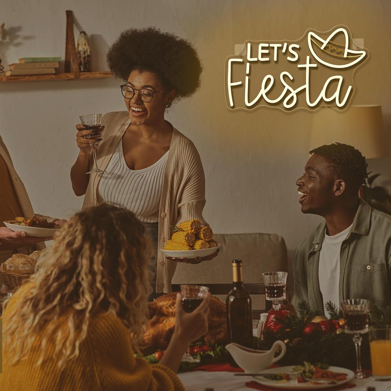 Señal Neón LED Vamos Fiesta Virlusy Dimmable 43.4x25.2cm