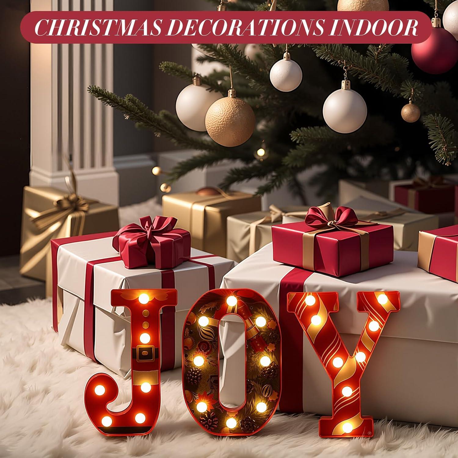 Letras LED Alegría Honoson 3 Pcs Decoración Navidad 21 cm