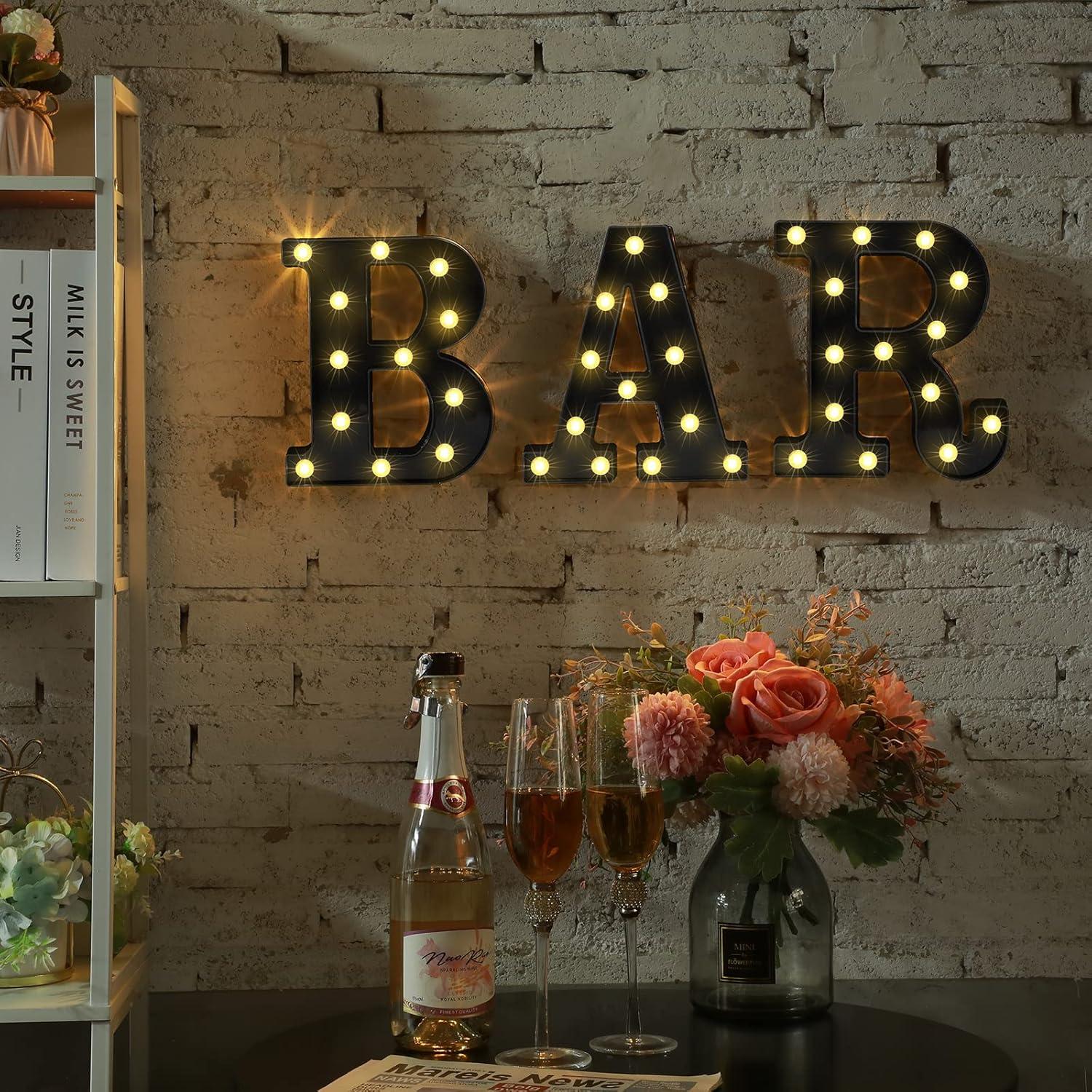 Mudder 3 Piezas Luz LED Letras BAR para Decoración de Bar