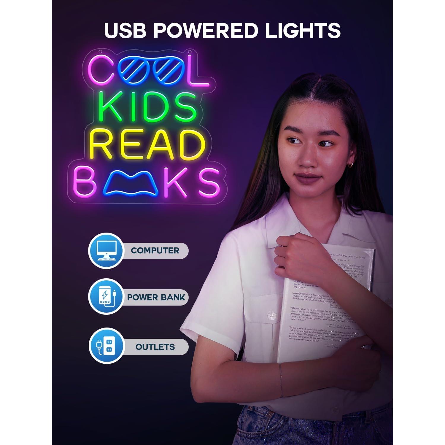 Letrero Neón Lumoonosity Cool Kids Read Books - LED USB