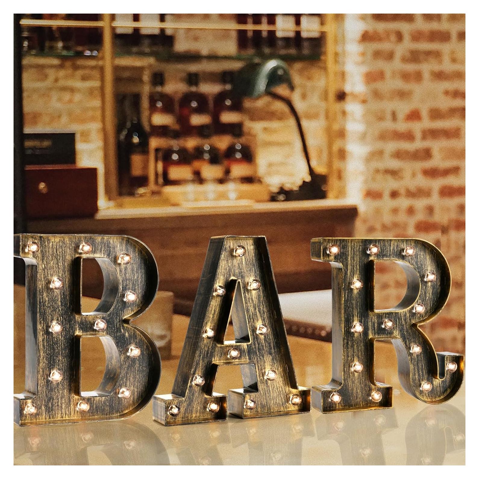 Luz LED Vintage Marquee Delaipu BAR 22.5x4.5cm Batería