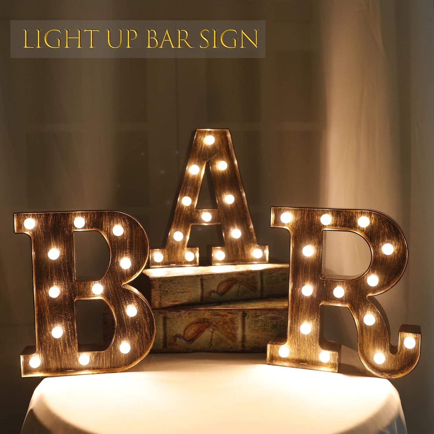 Luz LED Vintage Marquee Delaipu BAR 22.5x4.5cm Batería