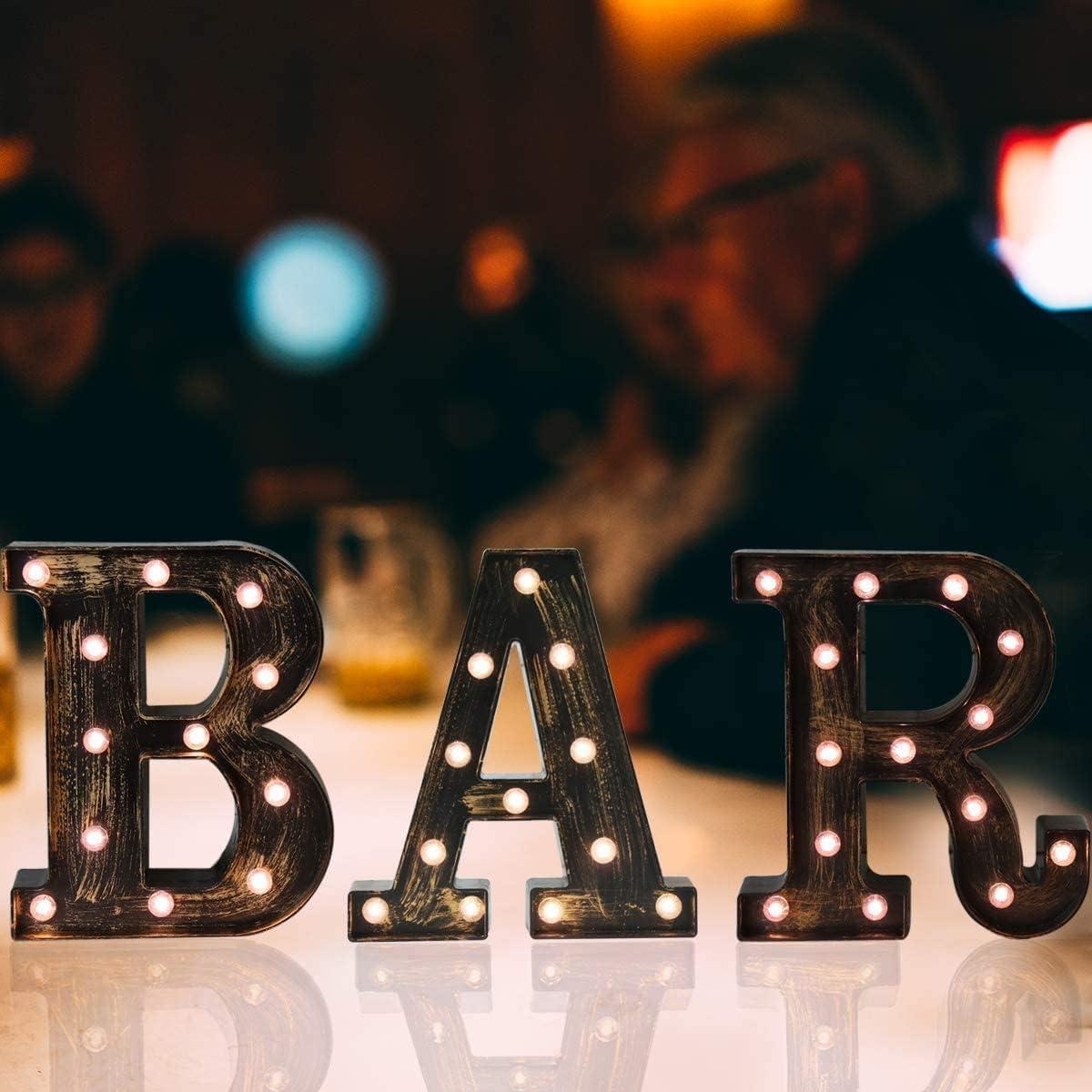 Luz LED Vintage Marquee Delaipu BAR 22.5x4.5cm Batería