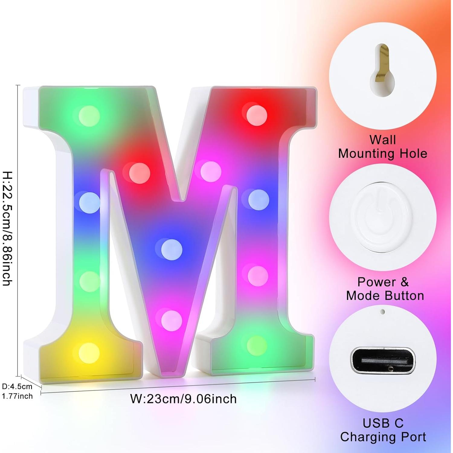 Letras Iluminadas Recargables Mooncow con Control Remoto 48h