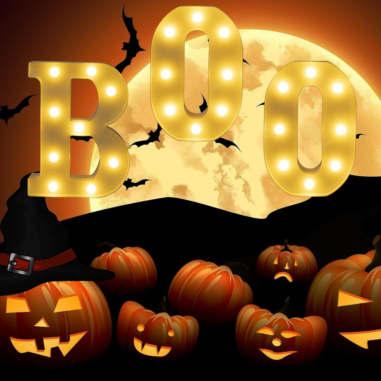 Letras Iluminadas BOO IFDGCTK para Decoración de Halloween