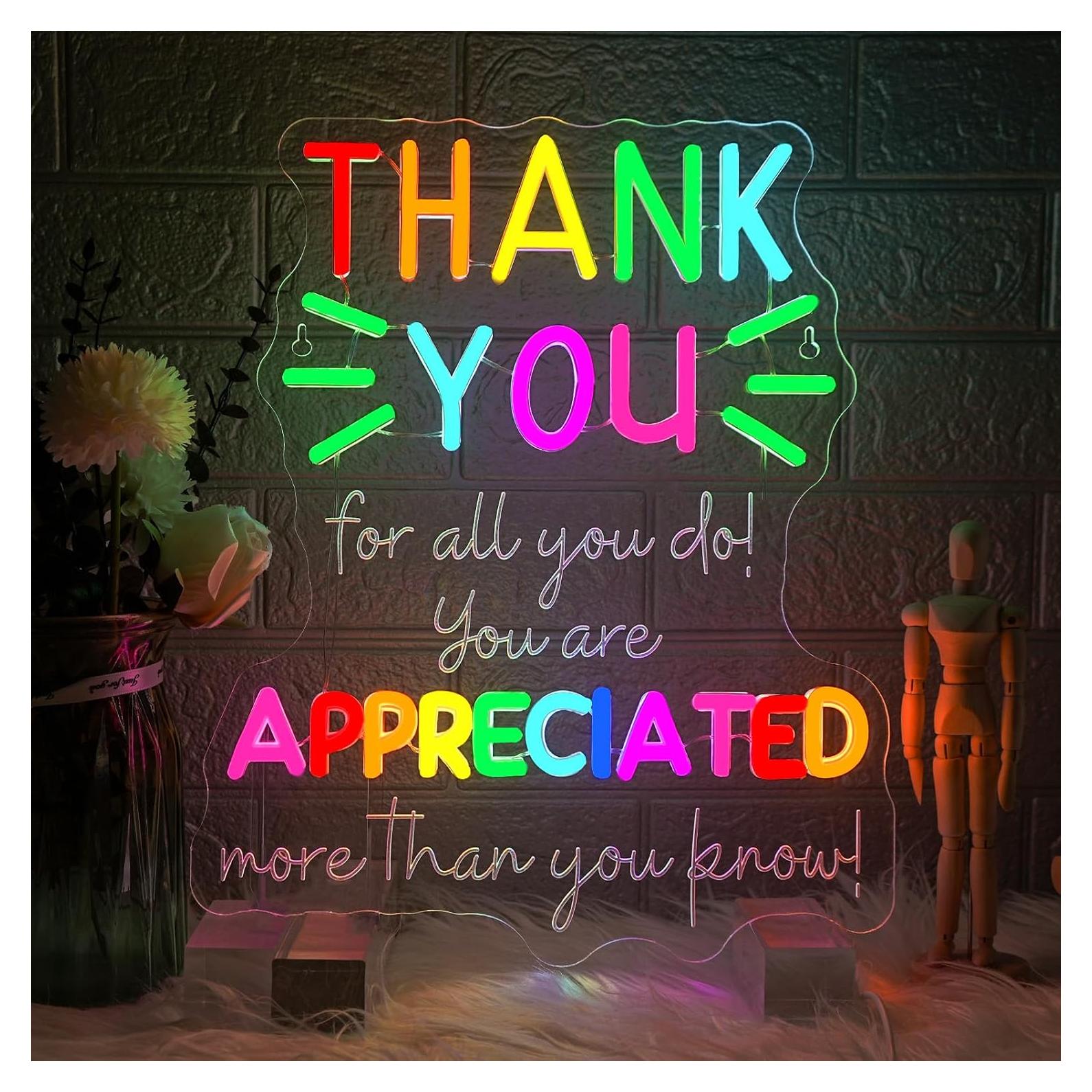 Señal Neón LED Gracias Apreciado WLHOPE 32x38 cm USB
