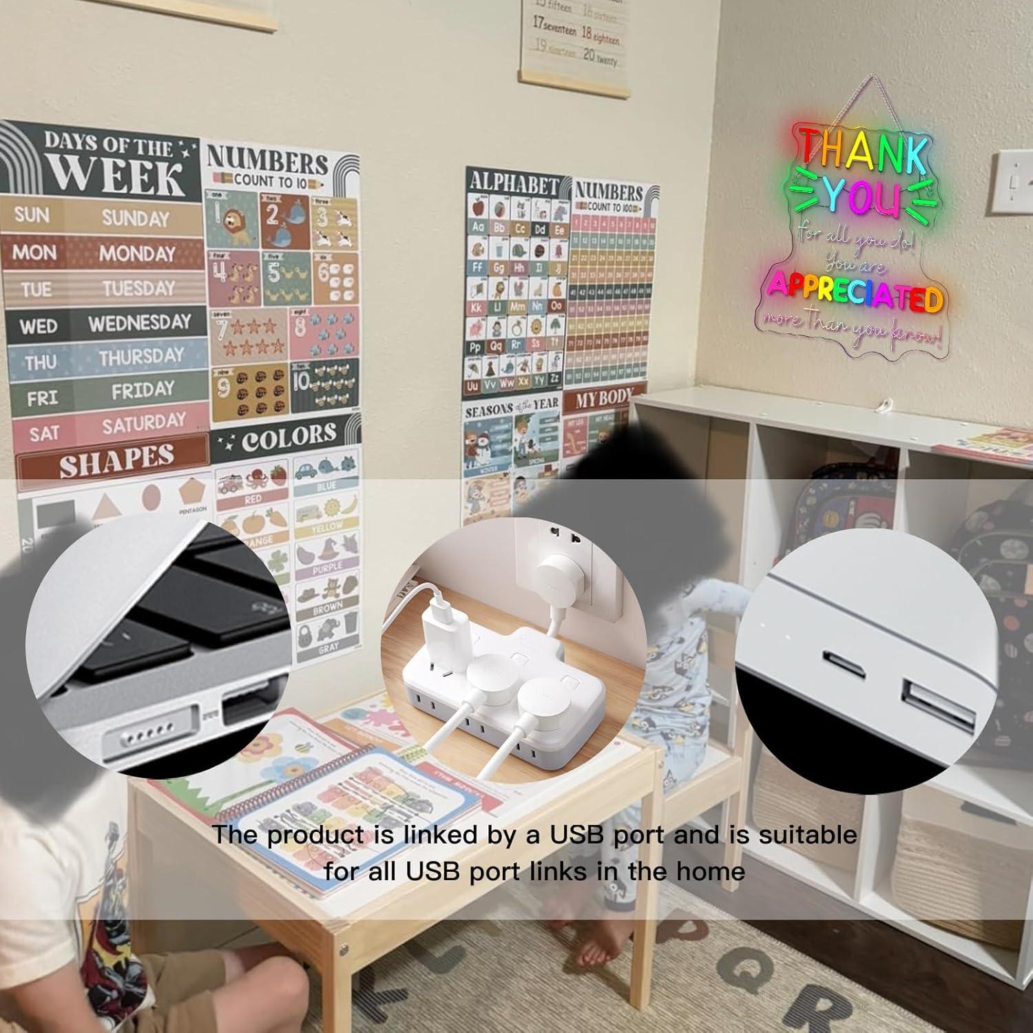 Señal Neón LED Gracias Apreciado WLHOPE 32x38 cm USB