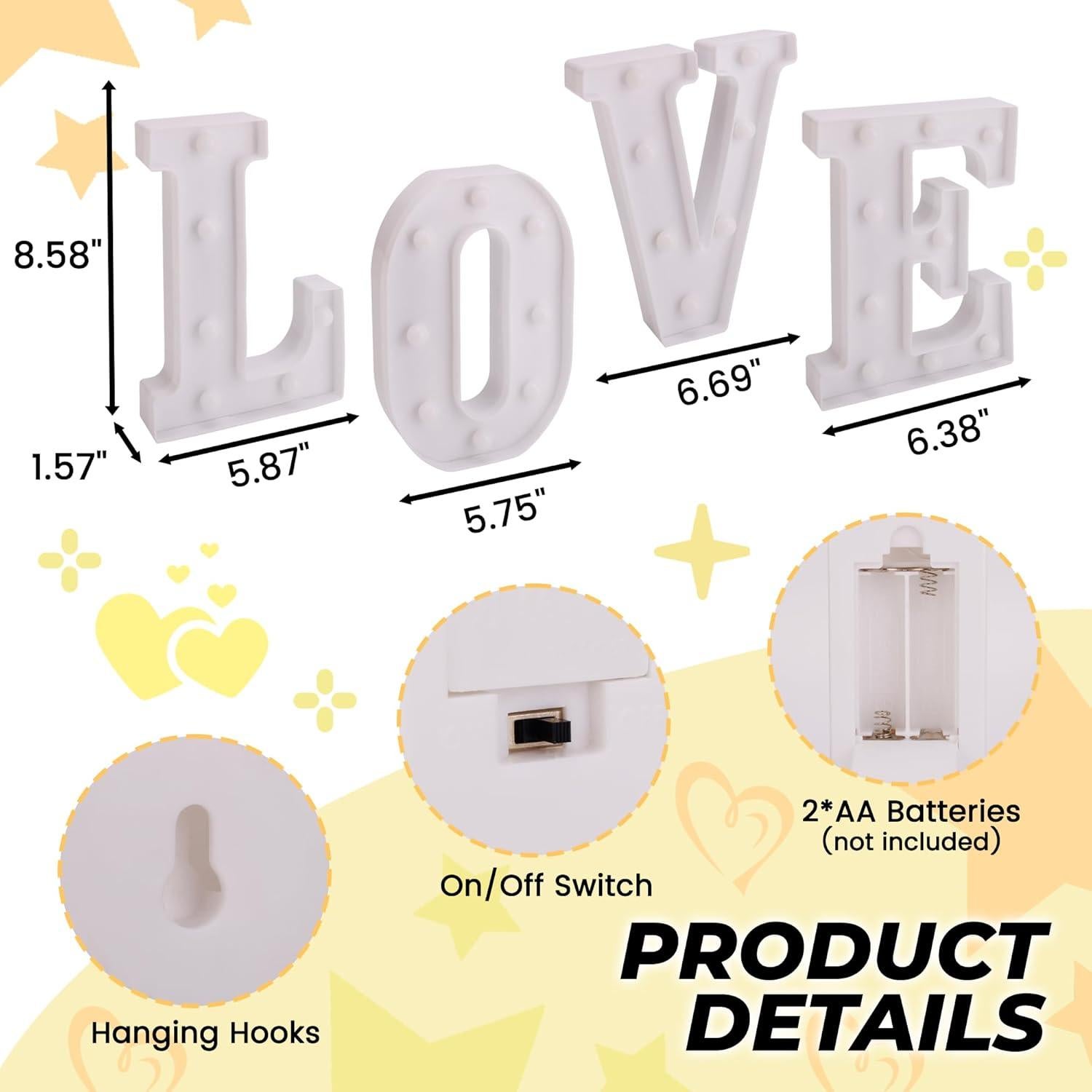 Letrero LED Iluminado LOVE TEHIBIEN para Decoración Romántica