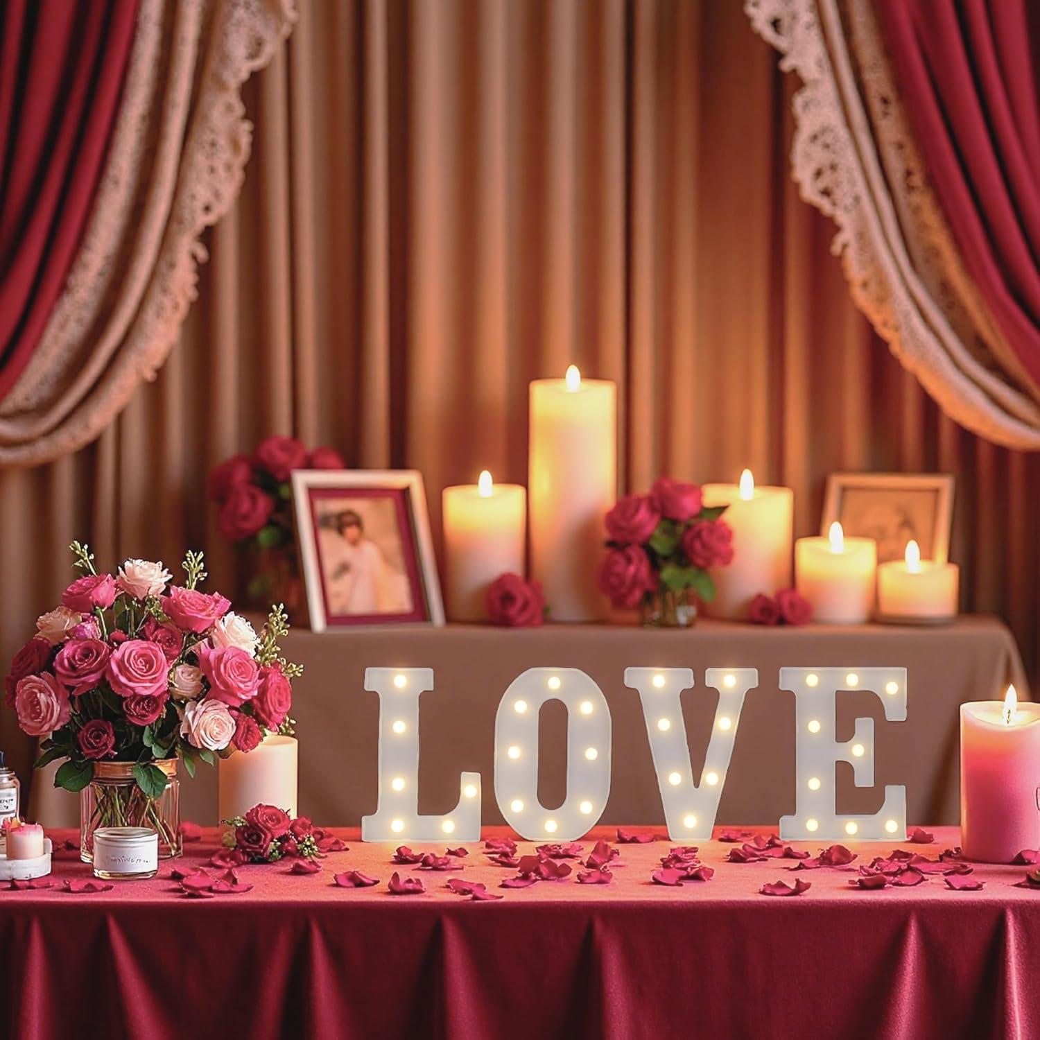 Letrero LED Iluminado LOVE TEHIBIEN para Decoración Romántica