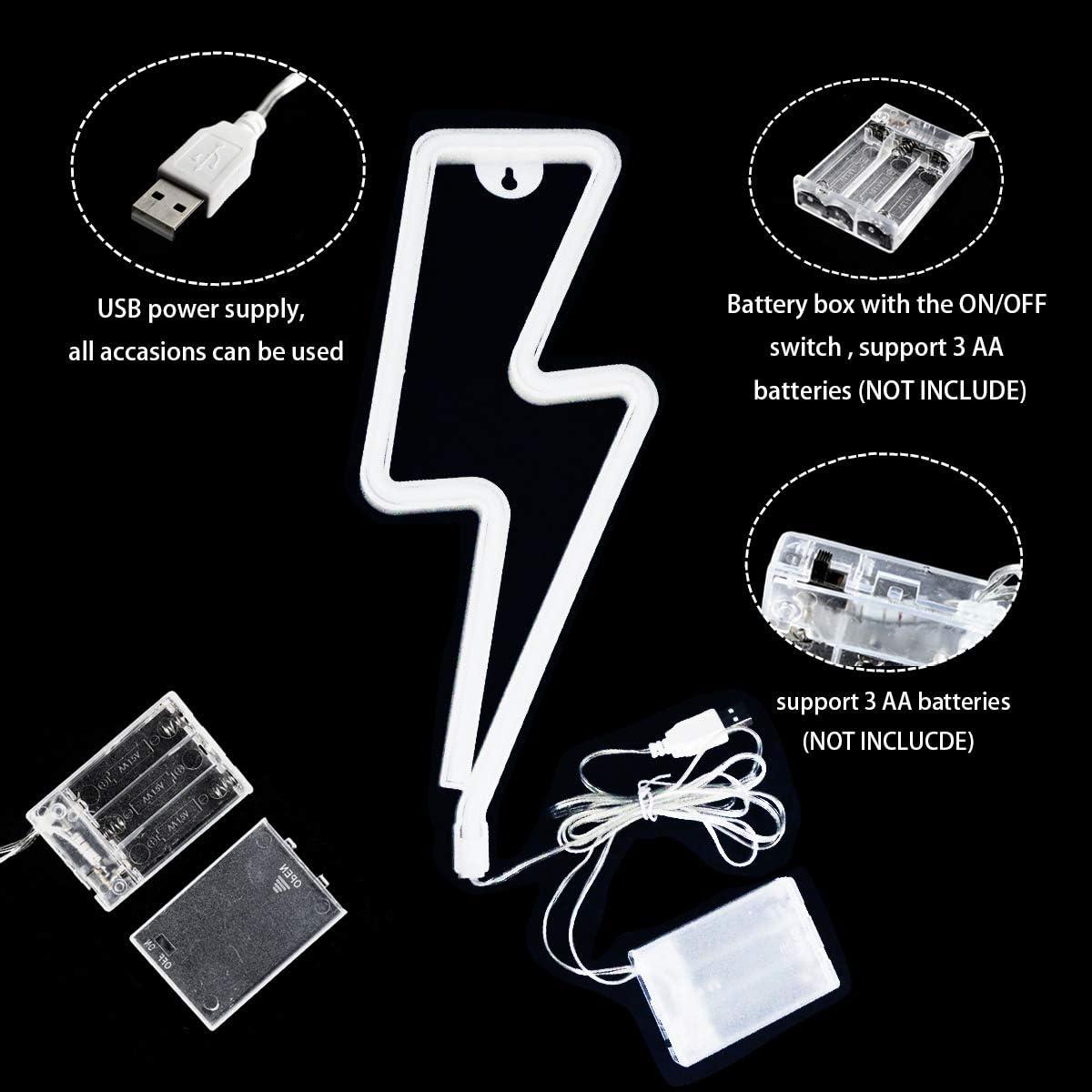 Luz de Neón Rosa en Forma de Rayo Protecu - Decoración de Pared