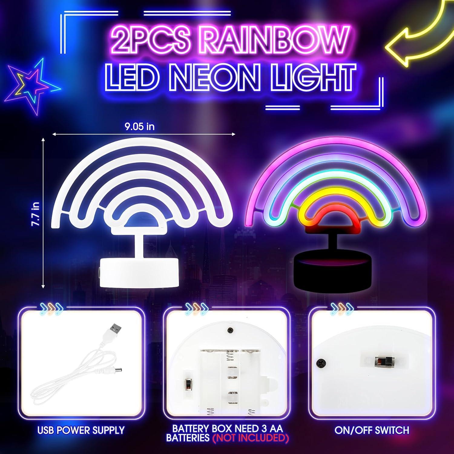 Luz Neon Arcoíris LED Retisee 2 Pcs 19 cm USB Batería