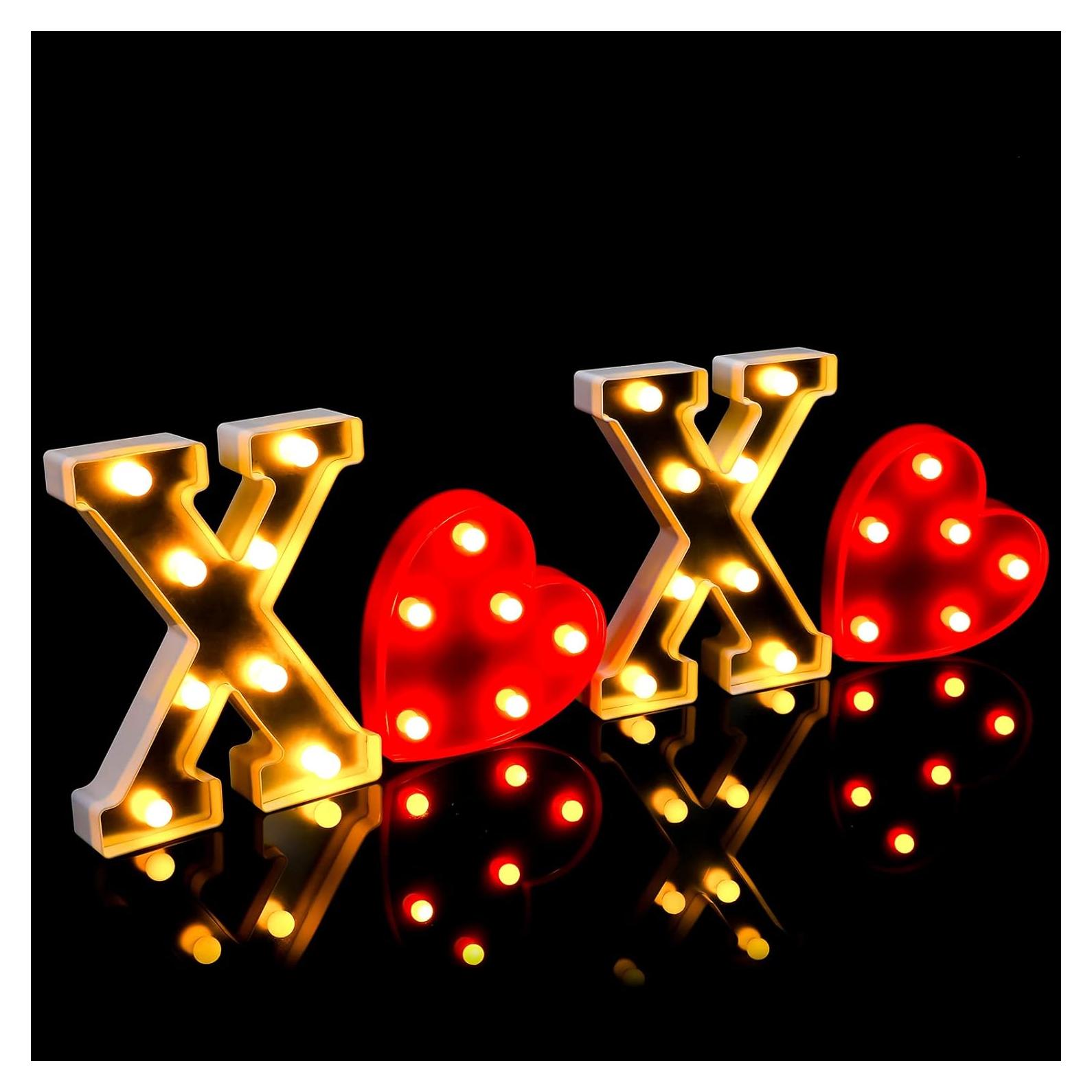 Cunno Letras LED XOXO Decoración Corazón para Pared