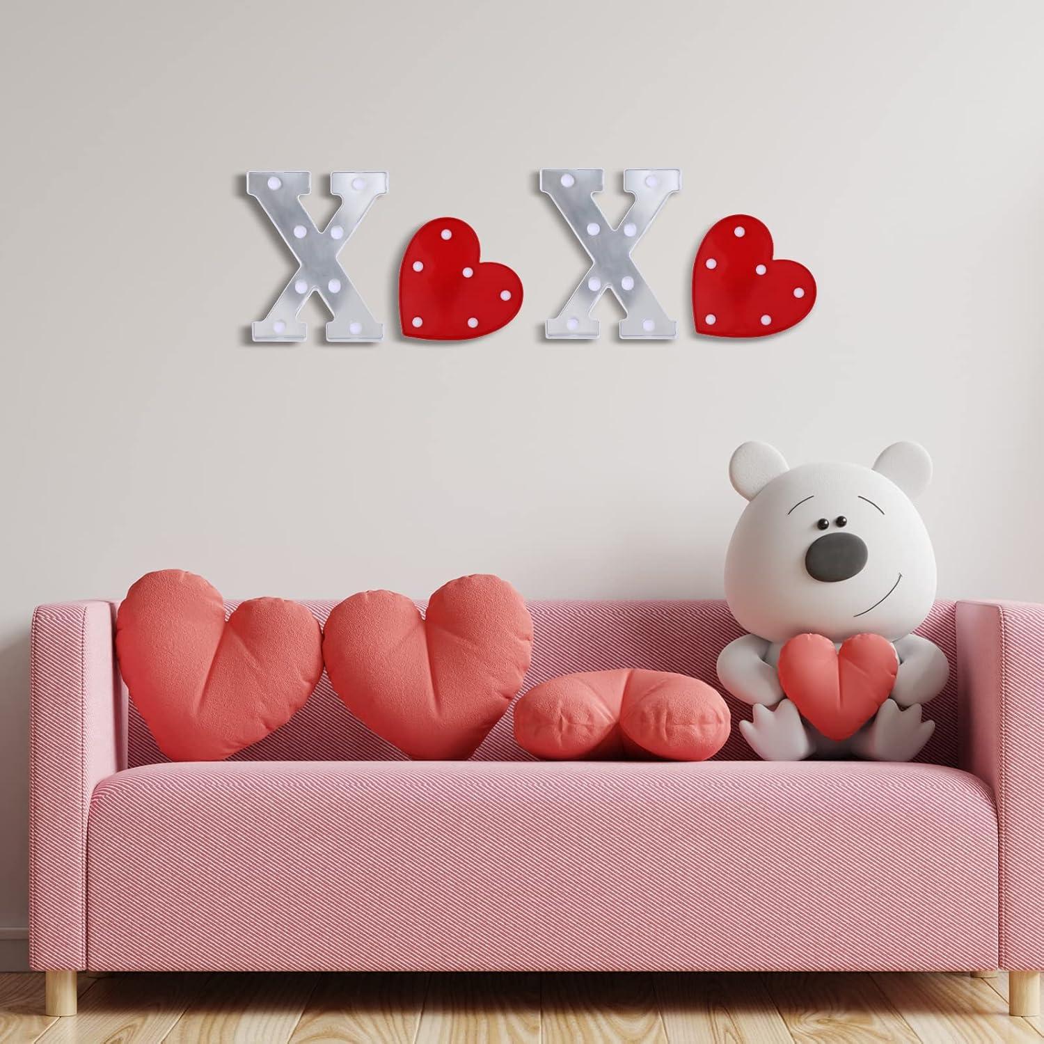 Cunno Letras LED XOXO Decoración Corazón para Pared
