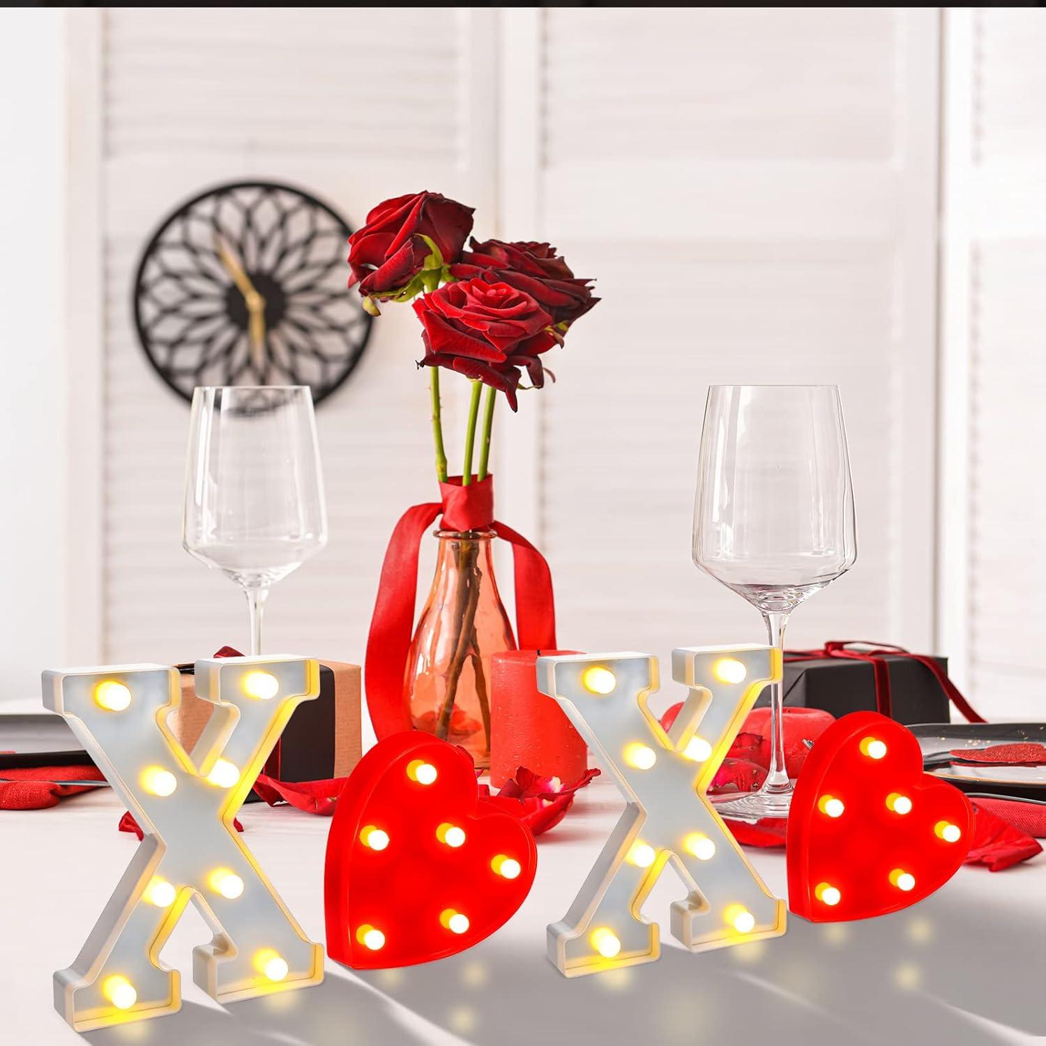 Cunno Letras LED XOXO Decoración Corazón para Pared