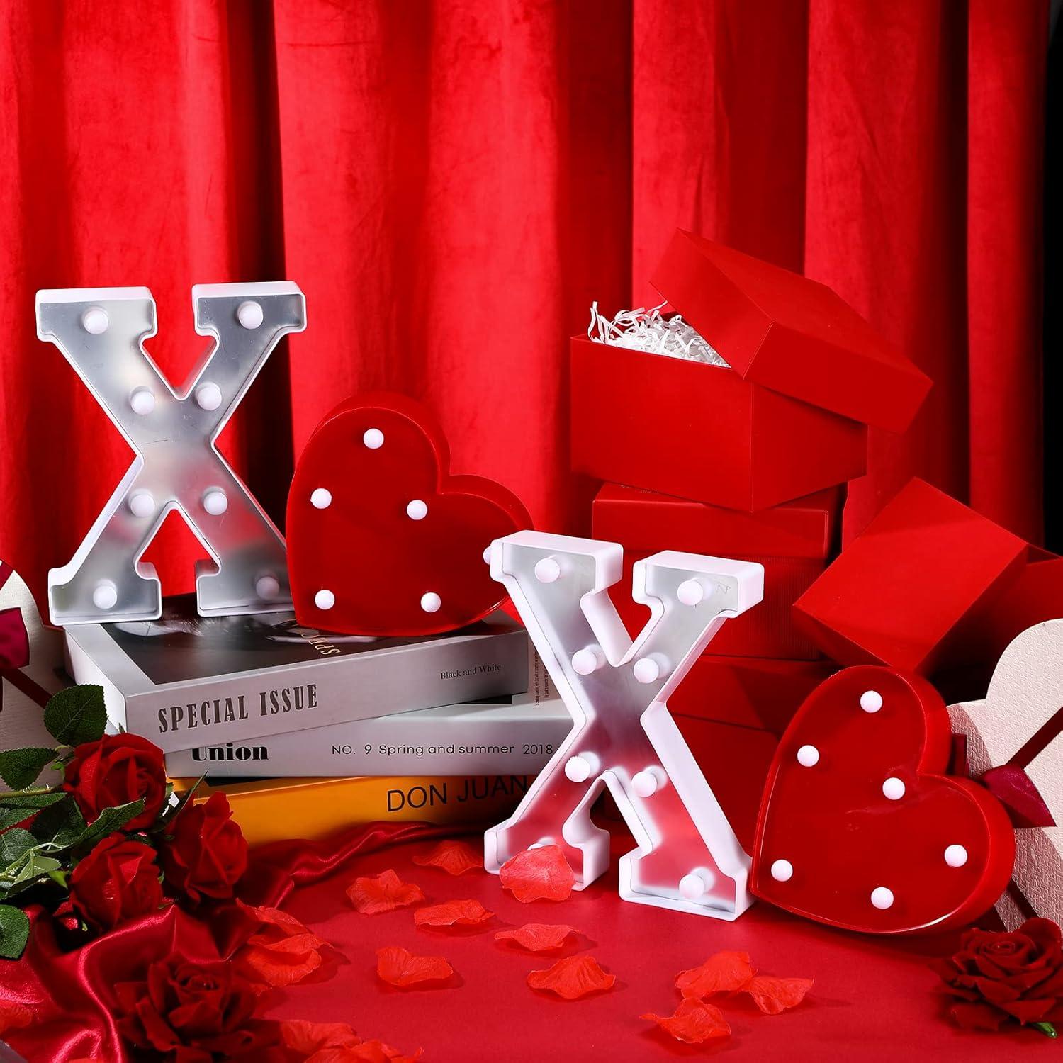 Cunno Letras LED XOXO Decoración Corazón para Pared