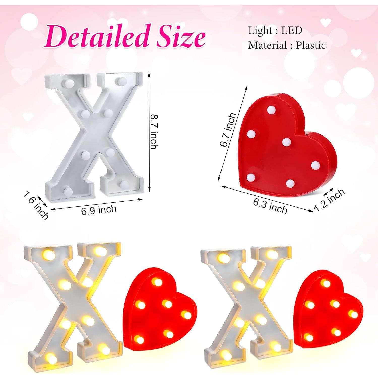 Cunno Letras LED XOXO Decoración Corazón para Pared