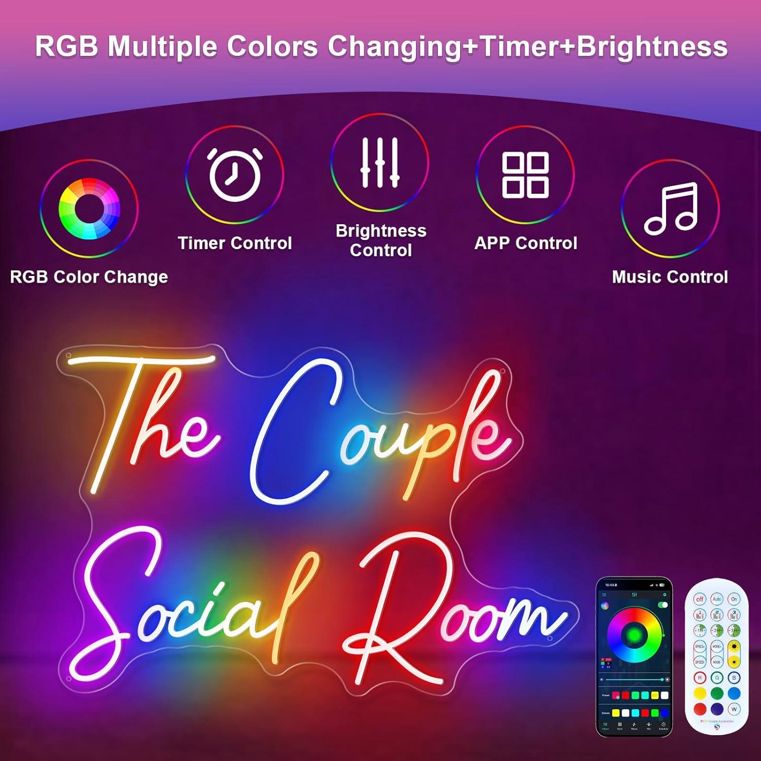 Cartel de Neón Personalizado HDJSIGN RGB 63.5x24.1 cm