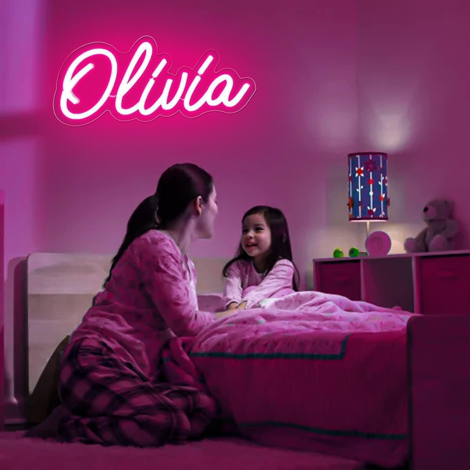 Letrero de Neón LED Personalizable Olivia 30x13 cm Rosa